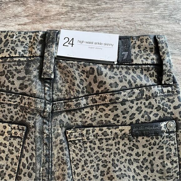 7 For All Mankind Pants Women’s 24 Metallic Leopard High Rise Ankle Skinny NWT - Picture 10 of 10